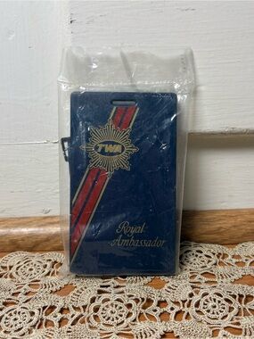 Vintage 80s TWA Airlines Royal Ambassador Bag Tag New